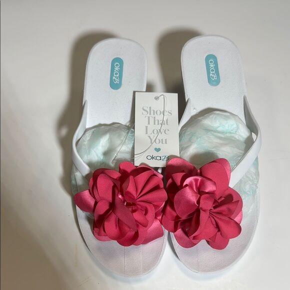 Women's White and Pink Sandals - Picture 3 of 8